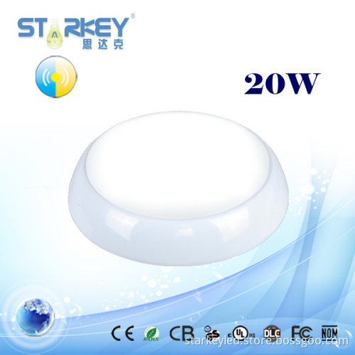 20W IP65 Dimmable LED Bulkhead Ceiling Light with Microwave Sensor
